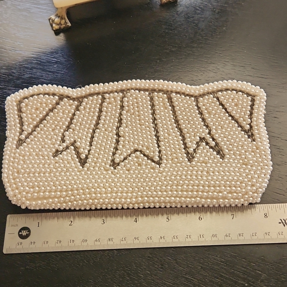 1960's vintage beaded faux pearls clutch bag made in Japan - Picture 2 of 9